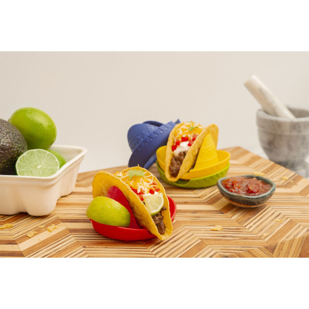 2x 4pc Prepara Single Sombrero Taco Holder Party Serving Tray Set 10cm