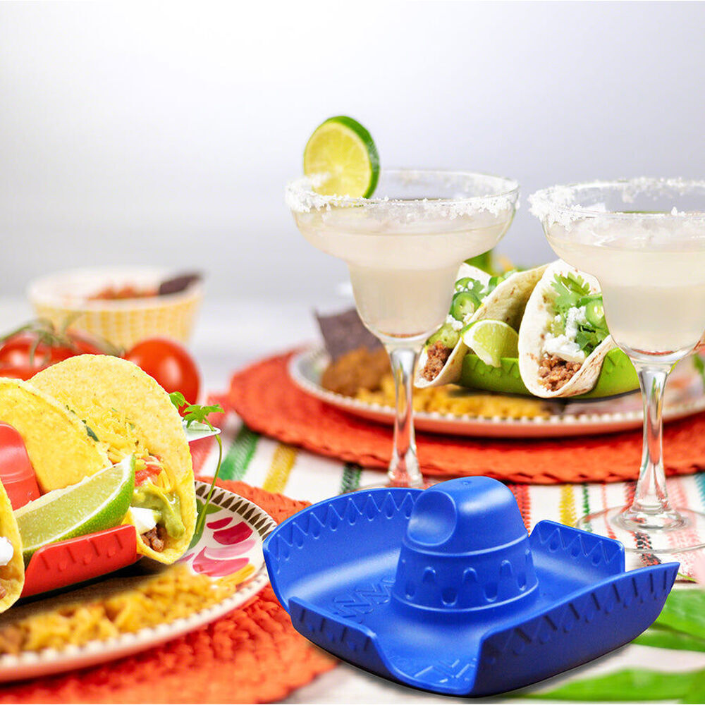4x 4pc Prepara Double Sombrero Taco Holder Party Serving Tray Set 12cm