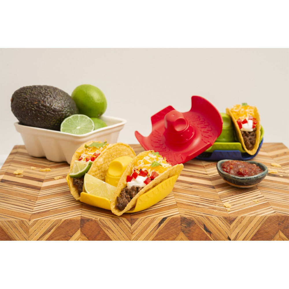 4x 4pc Prepara Double Sombrero Taco Holder Party Serving Tray Set 12cm