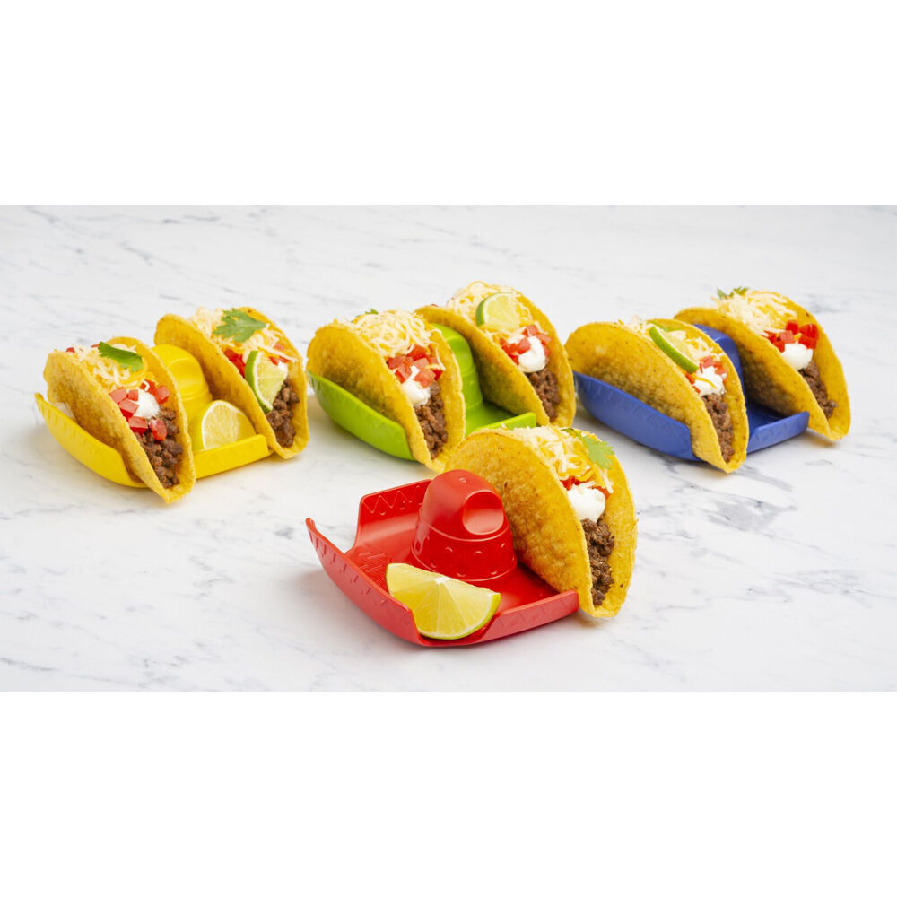 4x 4pc Prepara Double Sombrero Taco Holder Party Serving Tray Set 12cm