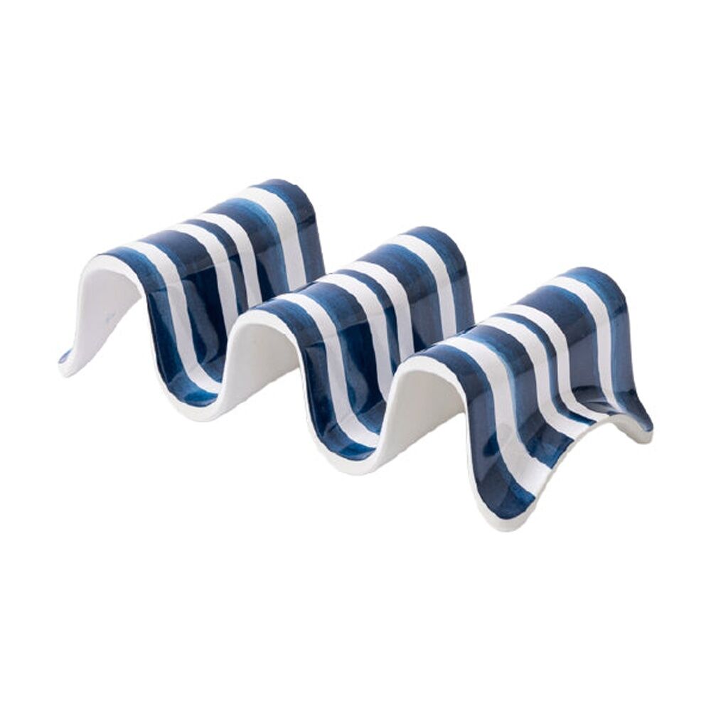 2PK Prepara Taco Holder Multiple Coastal Stripe Kitchenware Melamine White/Blue