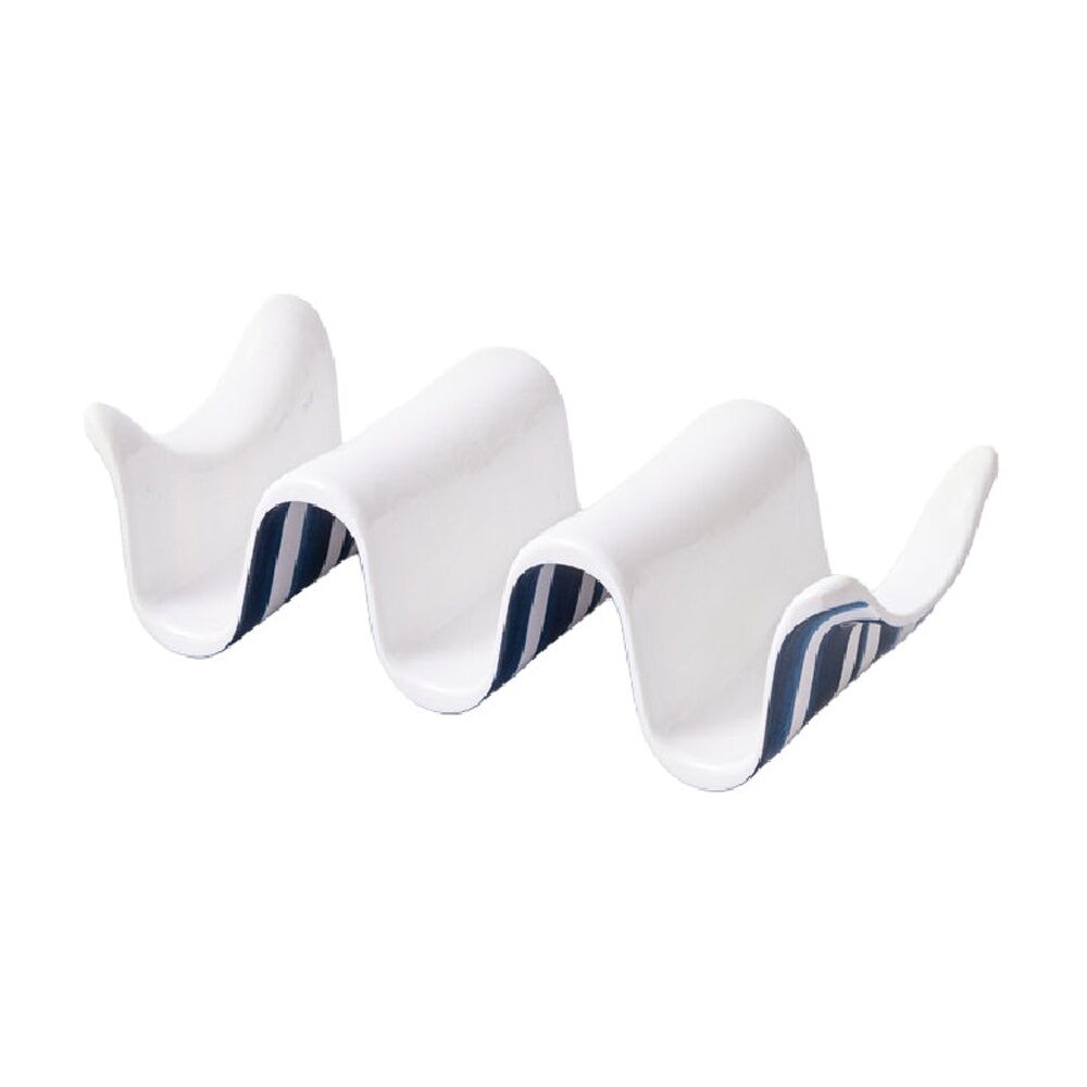 4PK Prepara Taco Holder Multiple Coastal Stripe Kitchenware Melamine White/Blue