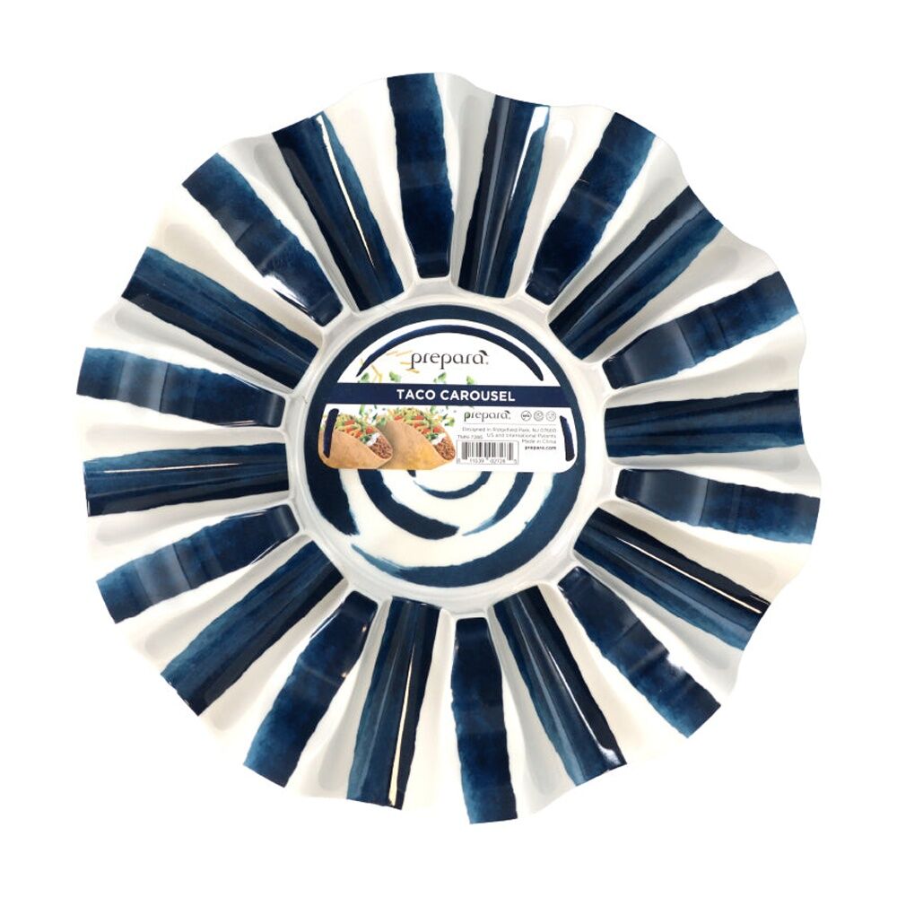 Prepara Taco Carousel Coastal Stripe Kitchenware Melamine - White/Blue