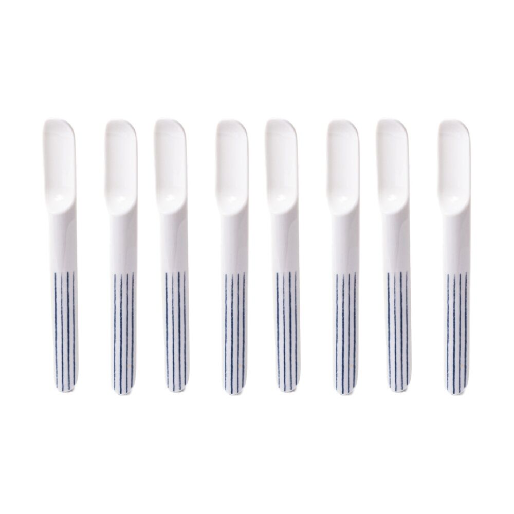 4x 2pc Prepara Taco Spoon Coastal Stripe Kitchenware Melamine - White/Blue