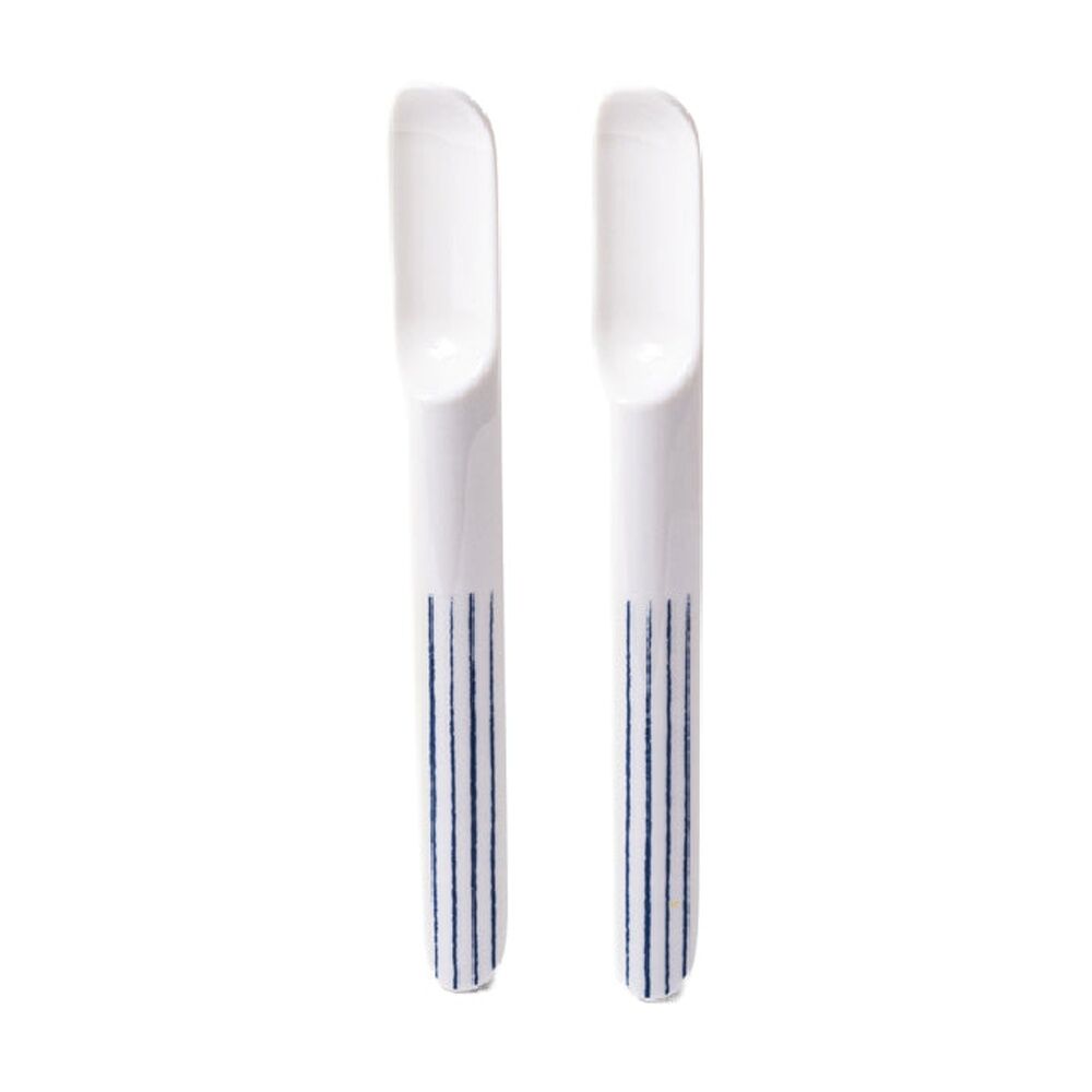 4x 2pc Prepara Taco Spoon Coastal Stripe Kitchenware Melamine - White/Blue