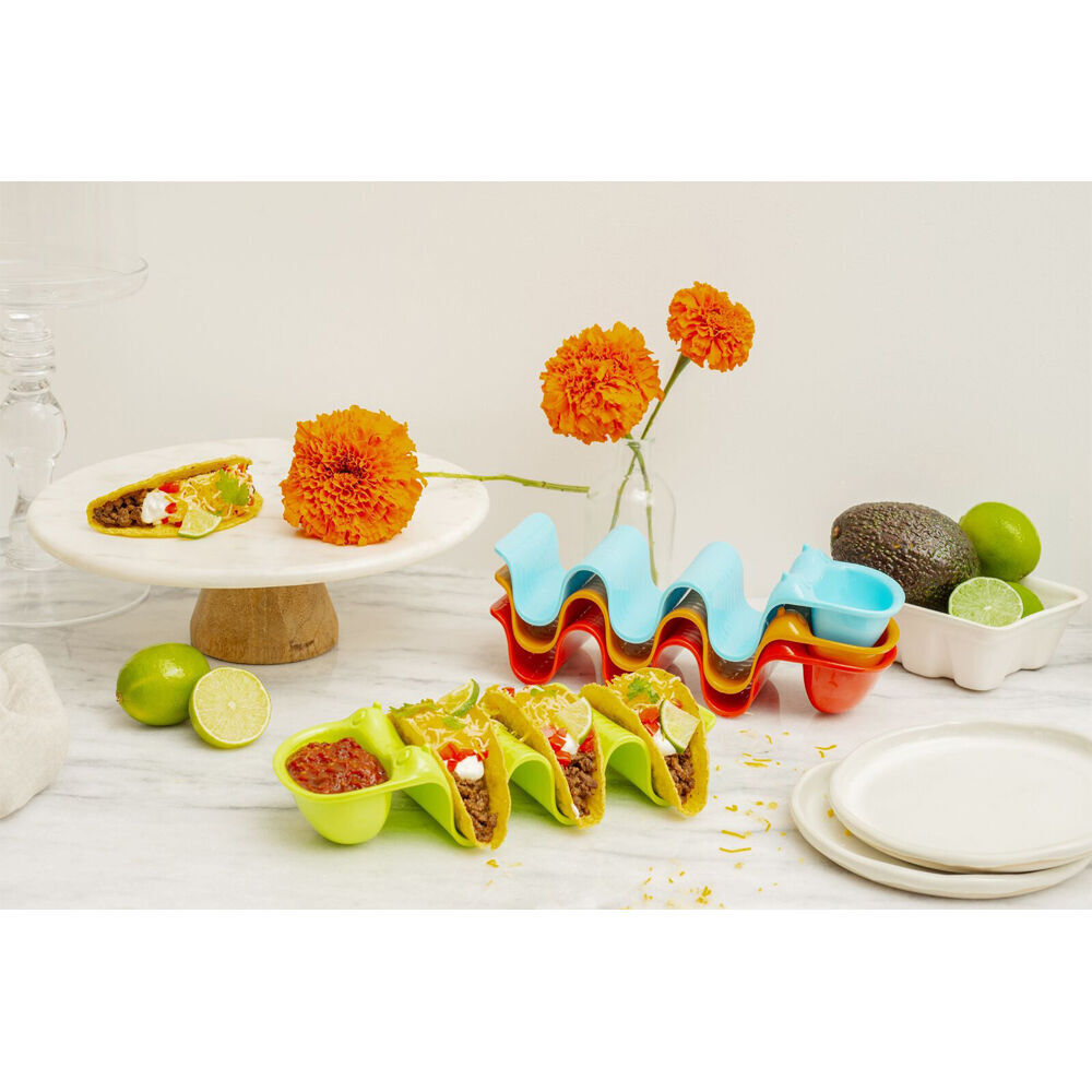 4x 4pc Prepara Kids 3-TacoPillar Holder Party Serving Tray Set 26cm