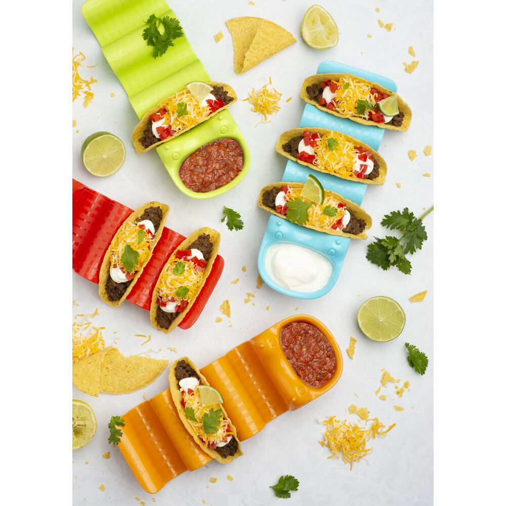 4x 4pc Prepara Kids 3-TacoPillar Holder Party Serving Tray Set 26cm