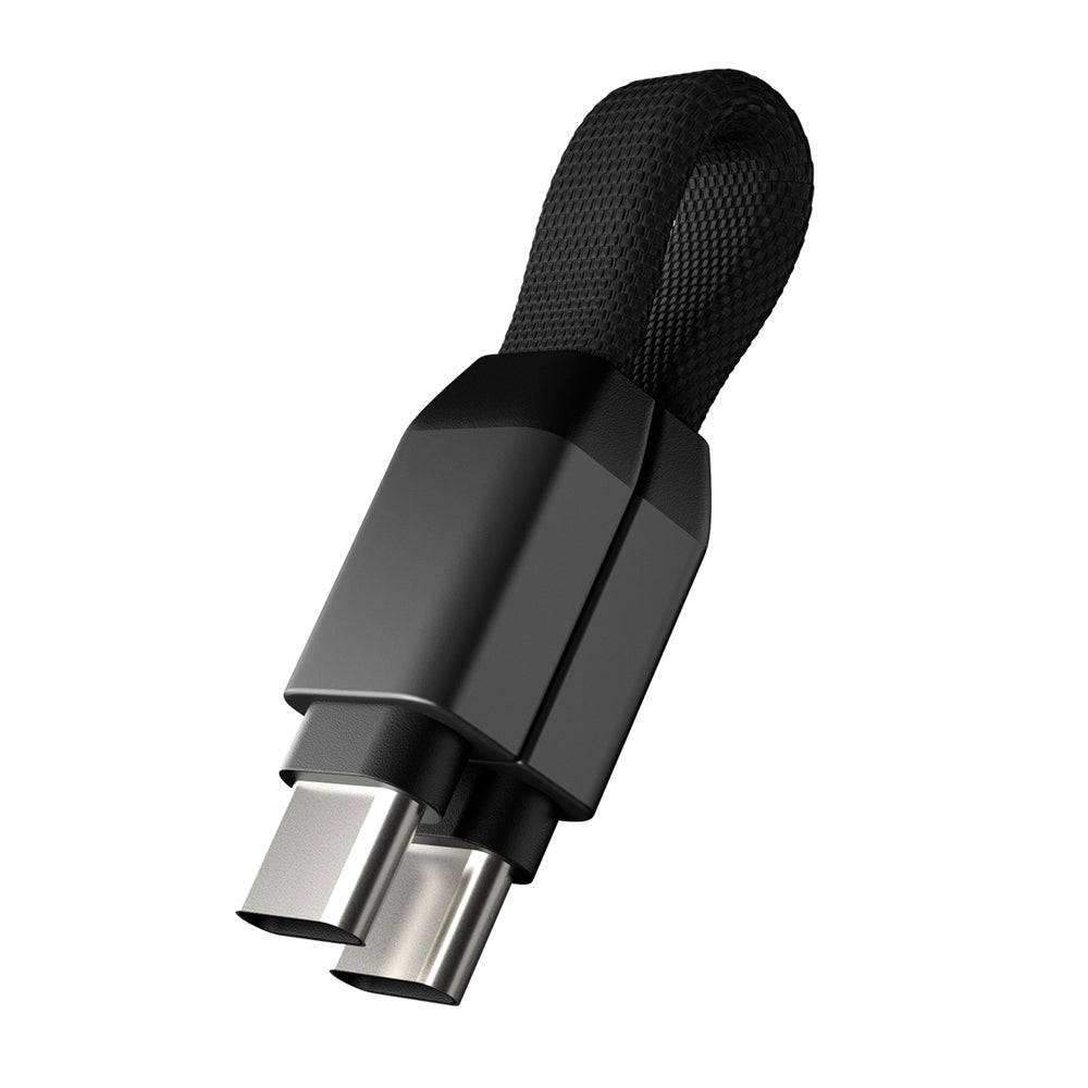 2PK Rolling Square inCharge Mini USB-C Male Keyring Cable - Black