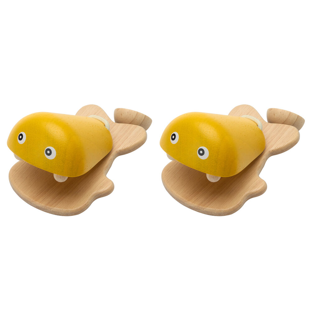 2PK PlanToys Fish Castanet Kids Wooden Musical Toy Yellow 12m+