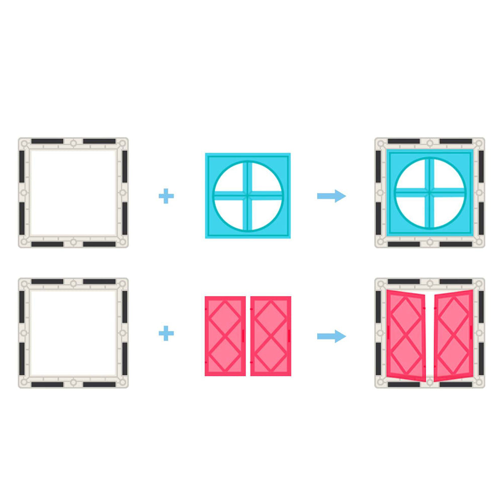 30pc Picasso Tiles Magnetic Tile Operable Door & Window Toy Set 3y+