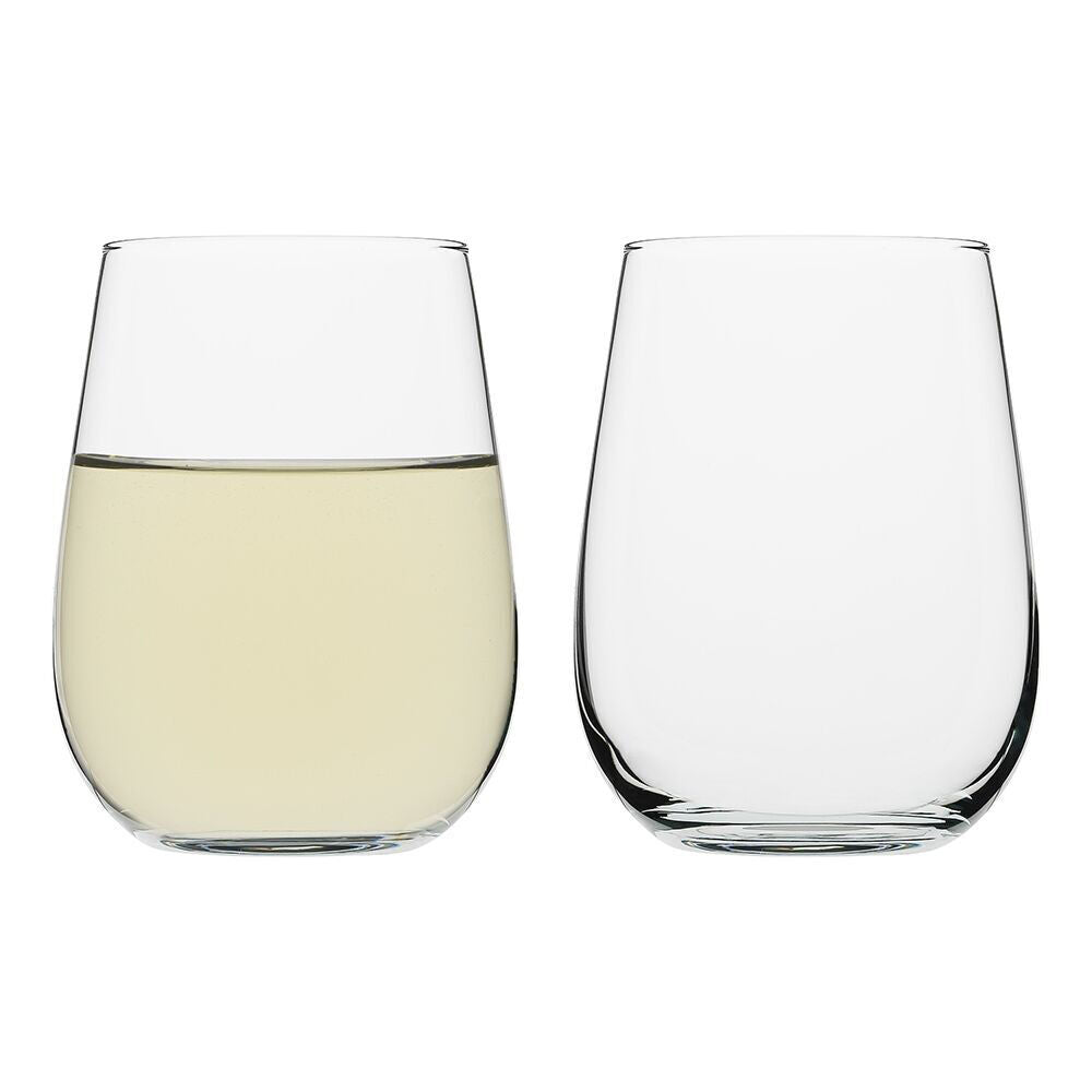 2x 6pc Porto Harvest Soda Lime Glass Stemless Wine Glasses Set 430ml Clear