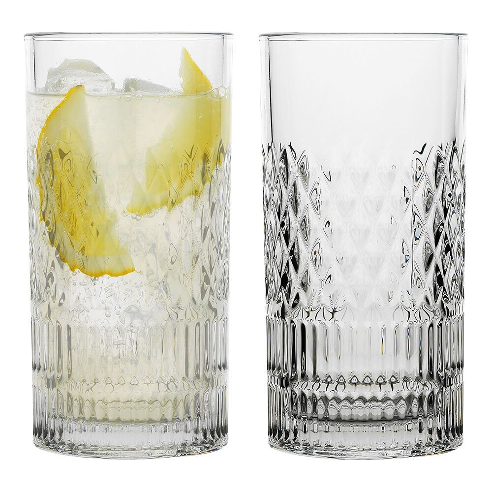 6pc Porto Addison Soda Lime Glass Hi Ball Tumblers Set 350ml Clear