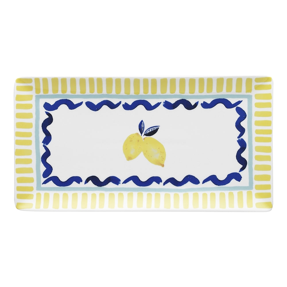 Porto Riviera 29.5cm Porcelain Platter Rectangle - Lemon