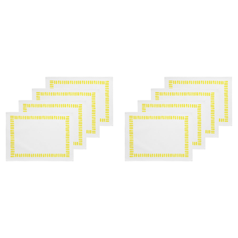 2x 4pc Porto Riviera Cotton Kichen Table Placemats Yellow/White 45x33cm