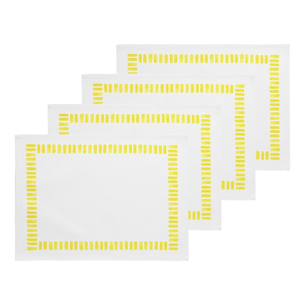 2x 4pc Porto Riviera Cotton Kichen Table Placemats Yellow/White 45x33cm