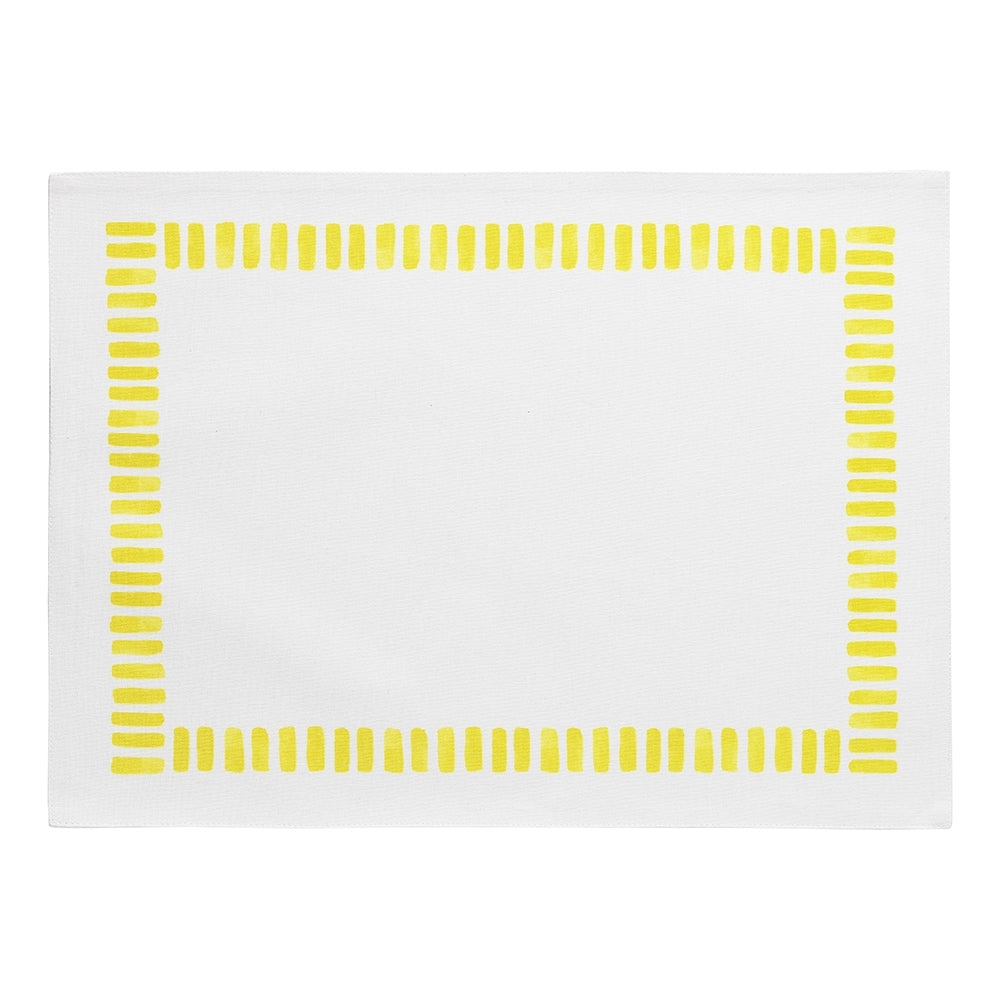 2x 4pc Porto Riviera Cotton Kichen Table Placemats Yellow/White 45x33cm