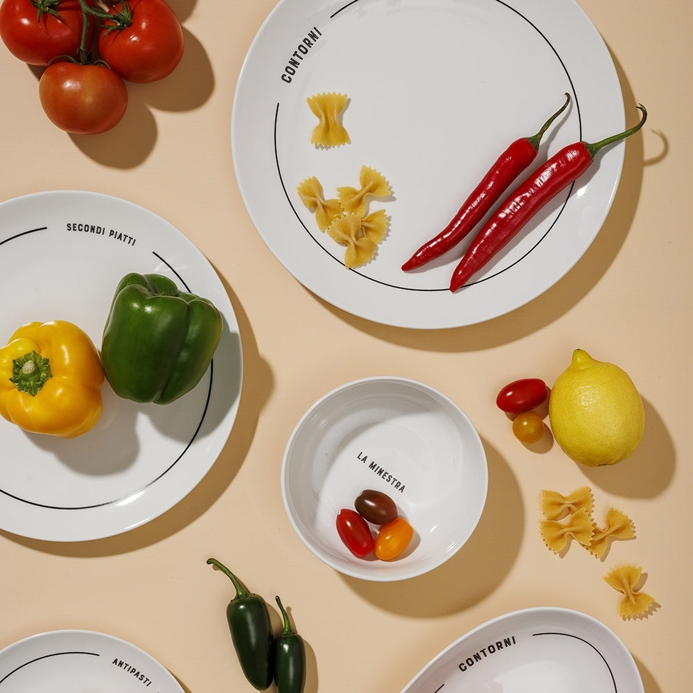 12pc Porto Osteria Porcelain 26cm Dinner Plate/Bowl Set - White