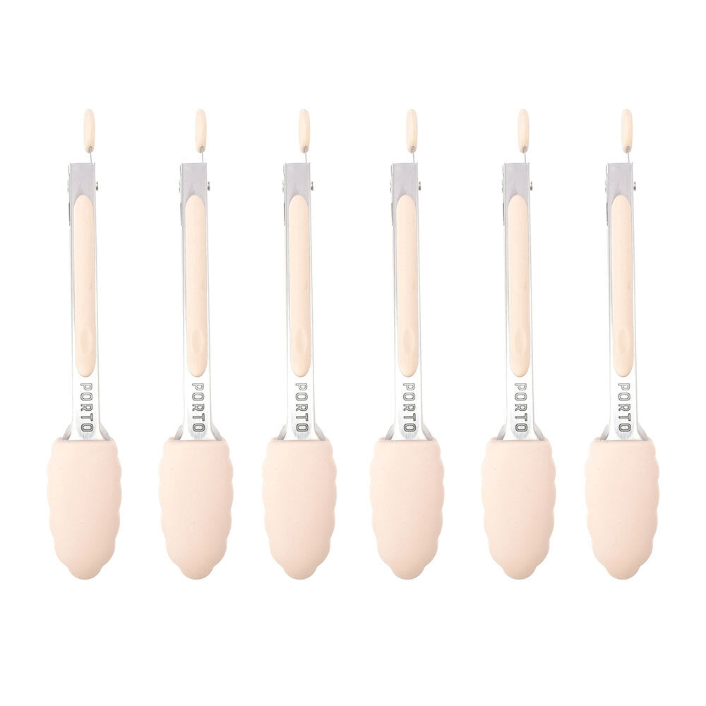 6PK Porto Zest Stainless Steel/Silicone 21cm Tong Kitchen Cooking Utensil