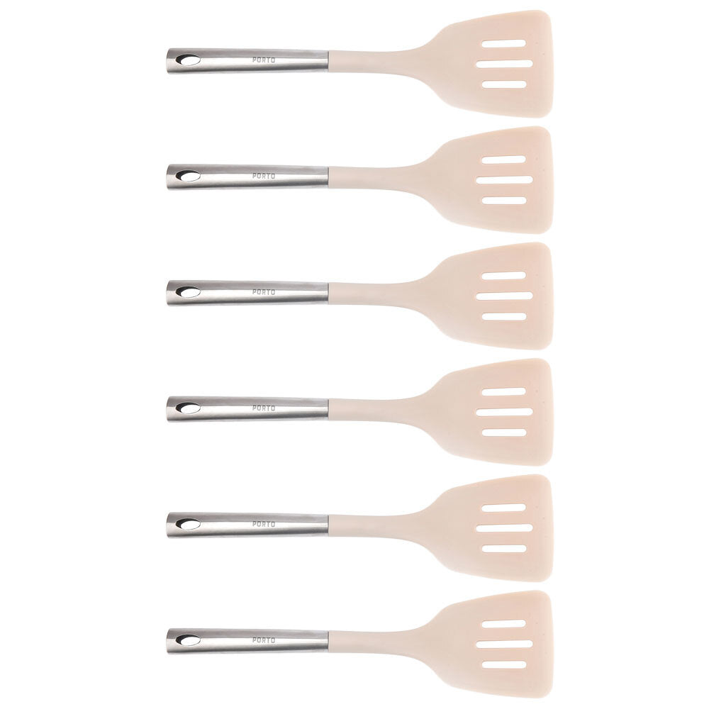 6PK Porto Zest Stainless Steel/Nylon 34cm Slotted Turner Kitchen Utensil