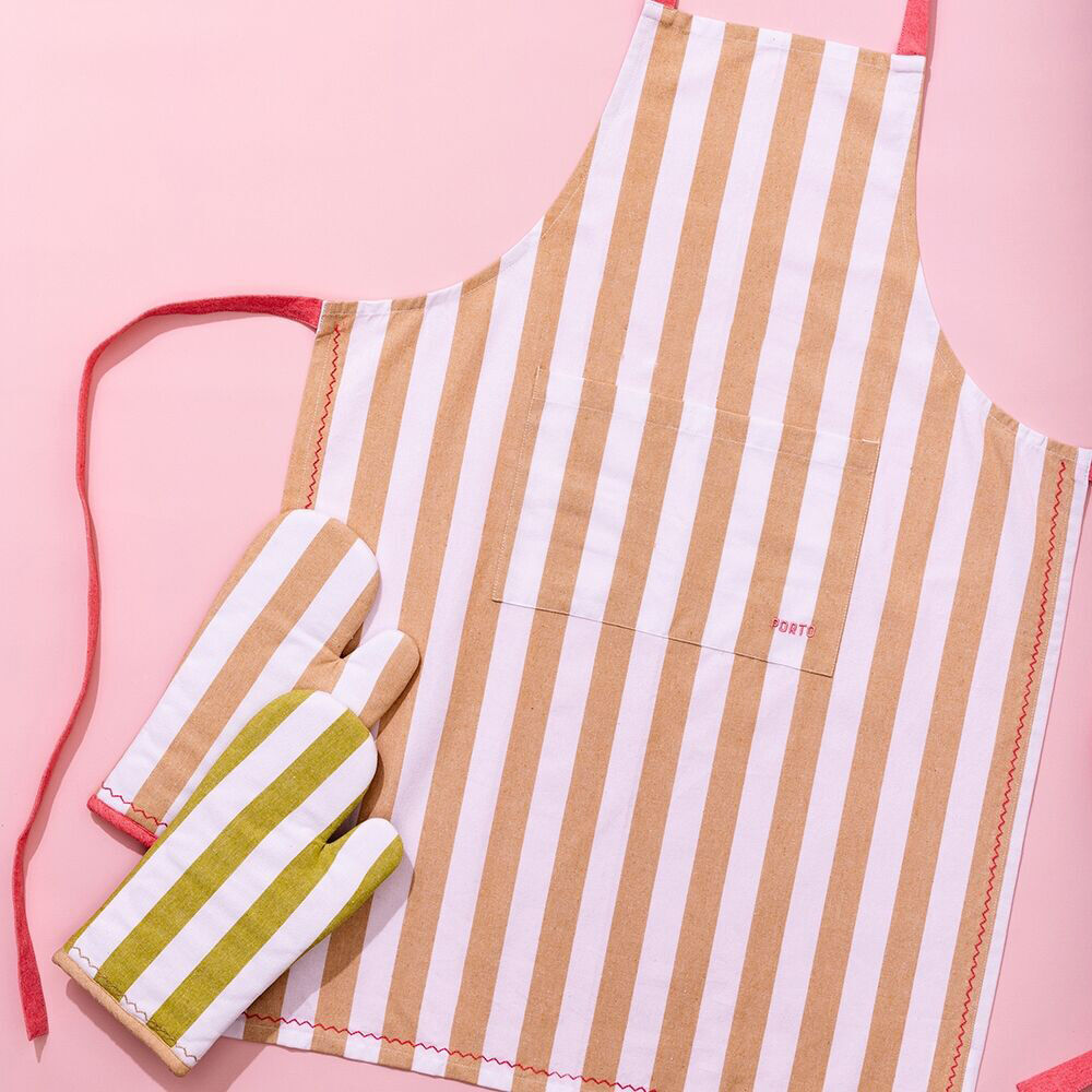 3x 2pc Porto Night Before Polycotton Oven Mitts Set 32x15.5cm Almond
