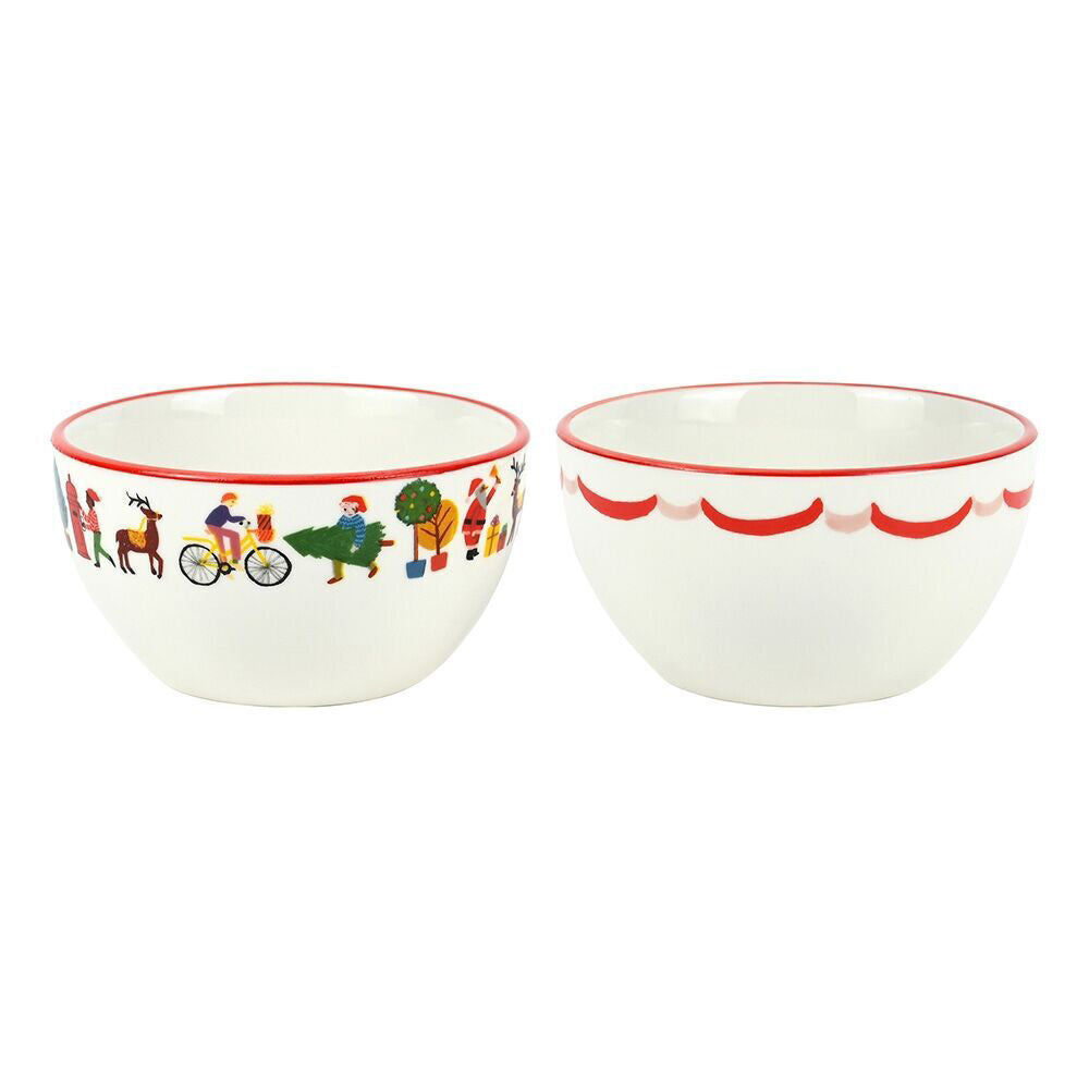12z 2pc Porto Night Before Porcelain Dip Bowl Set - Deer