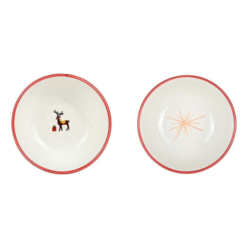 12z 2pc Porto Night Before Porcelain Dip Bowl Set - Deer