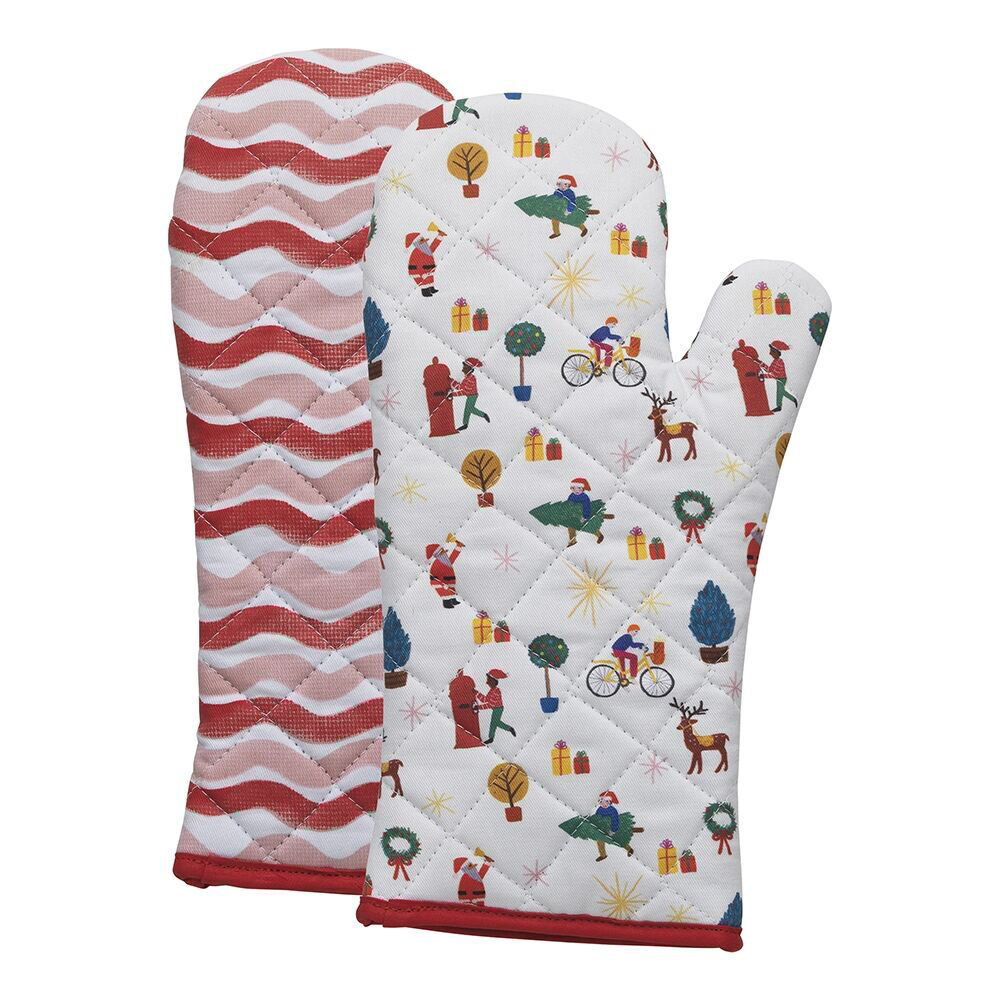 3x 2pc Porto Night Before 100% Cotton Oven Mitts Set 45x70cm