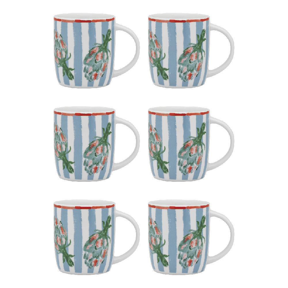 6PK Porto Cucina Porcelain Travel Drinking Mug 12cm/300ml - Artichoke