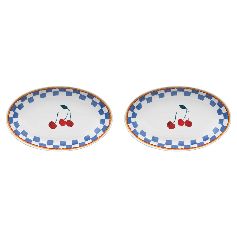 2PK Porto Valentina Porcelain Oval Serving Platter 32cm Cherry