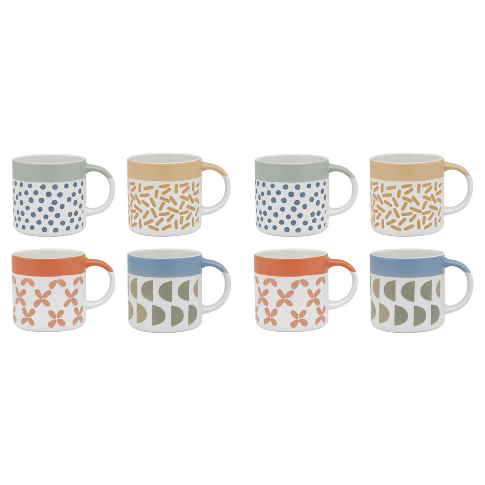 8pc Porto Loft 320ml Stoneware Mugs Drinking Cup Assorted