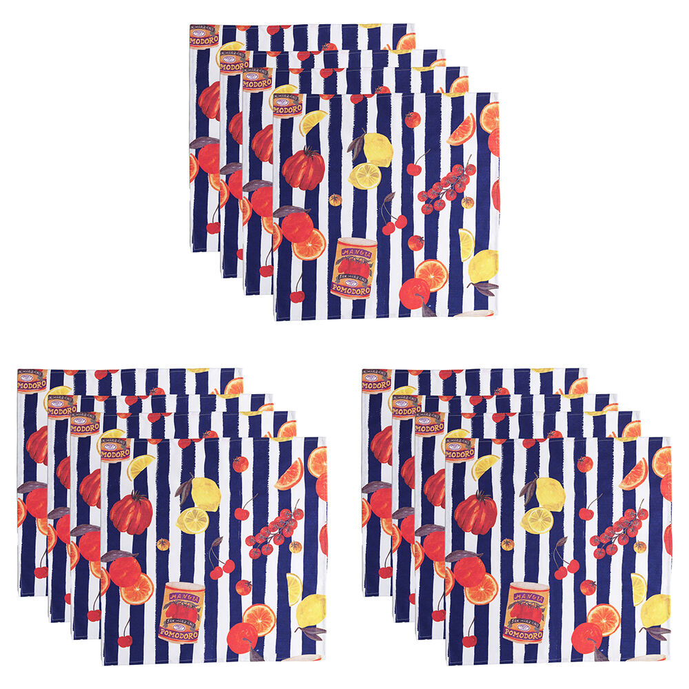 12pc Porto Valentina Cotton Table Napkins Square 45cm