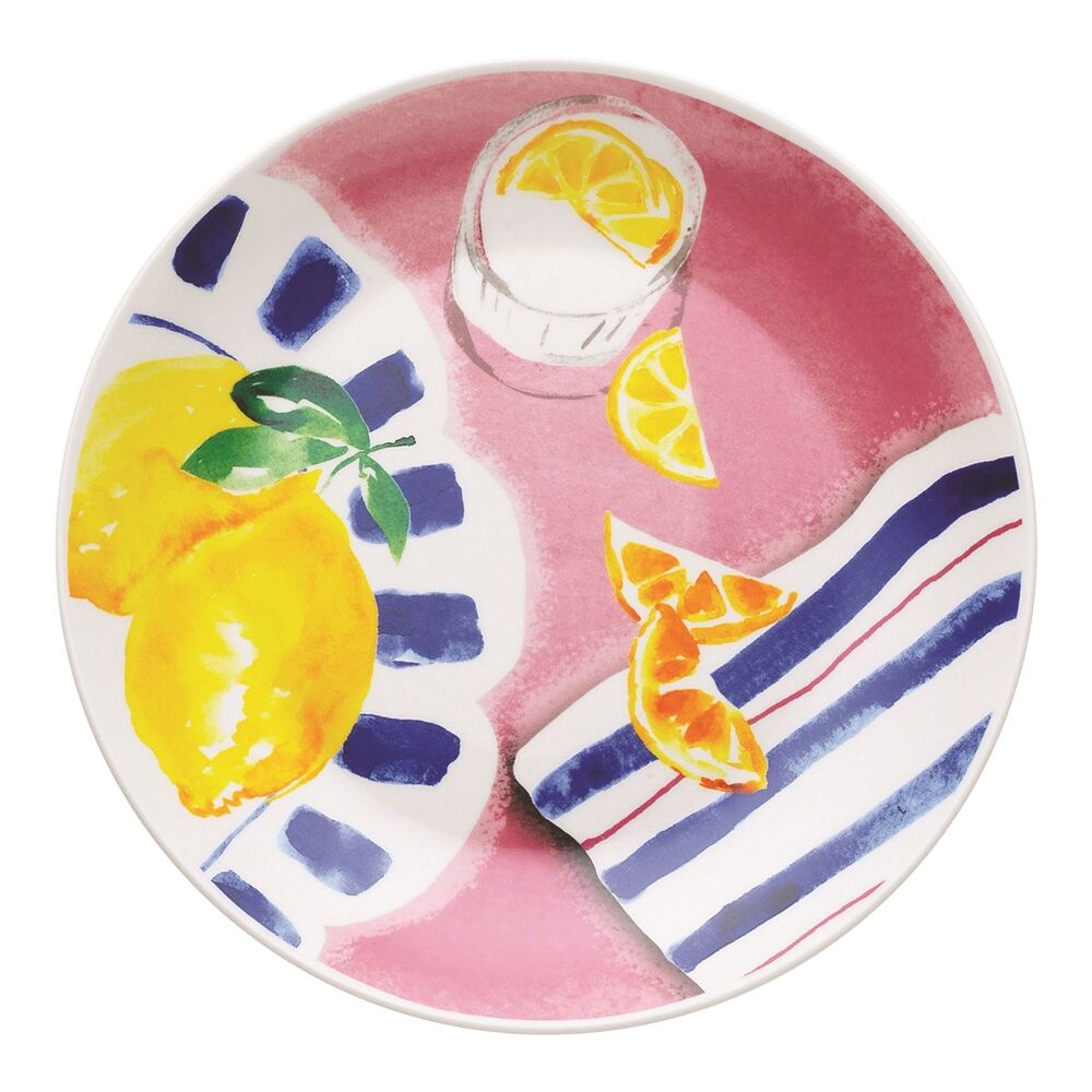 4pc Porto Porcelain Positano Round Side Plates 20cm Assorted Designs
