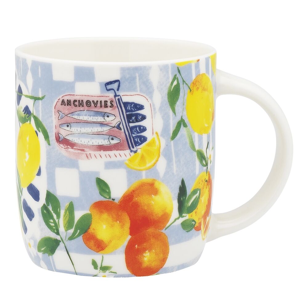 4pc Porto Porcelain Positano Mugs Drinking Cups 330ml Assorted Designs