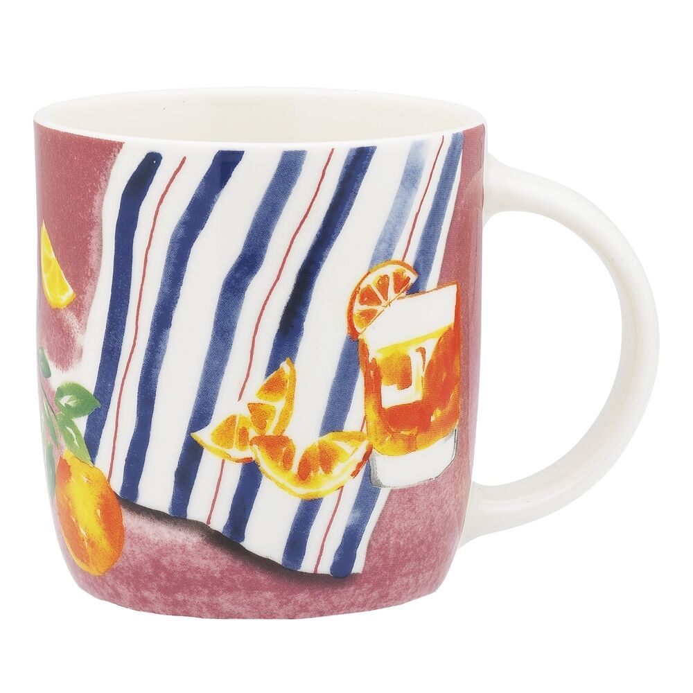 4pc Porto Porcelain Positano Mugs Drinking Cups 330ml Assorted Designs