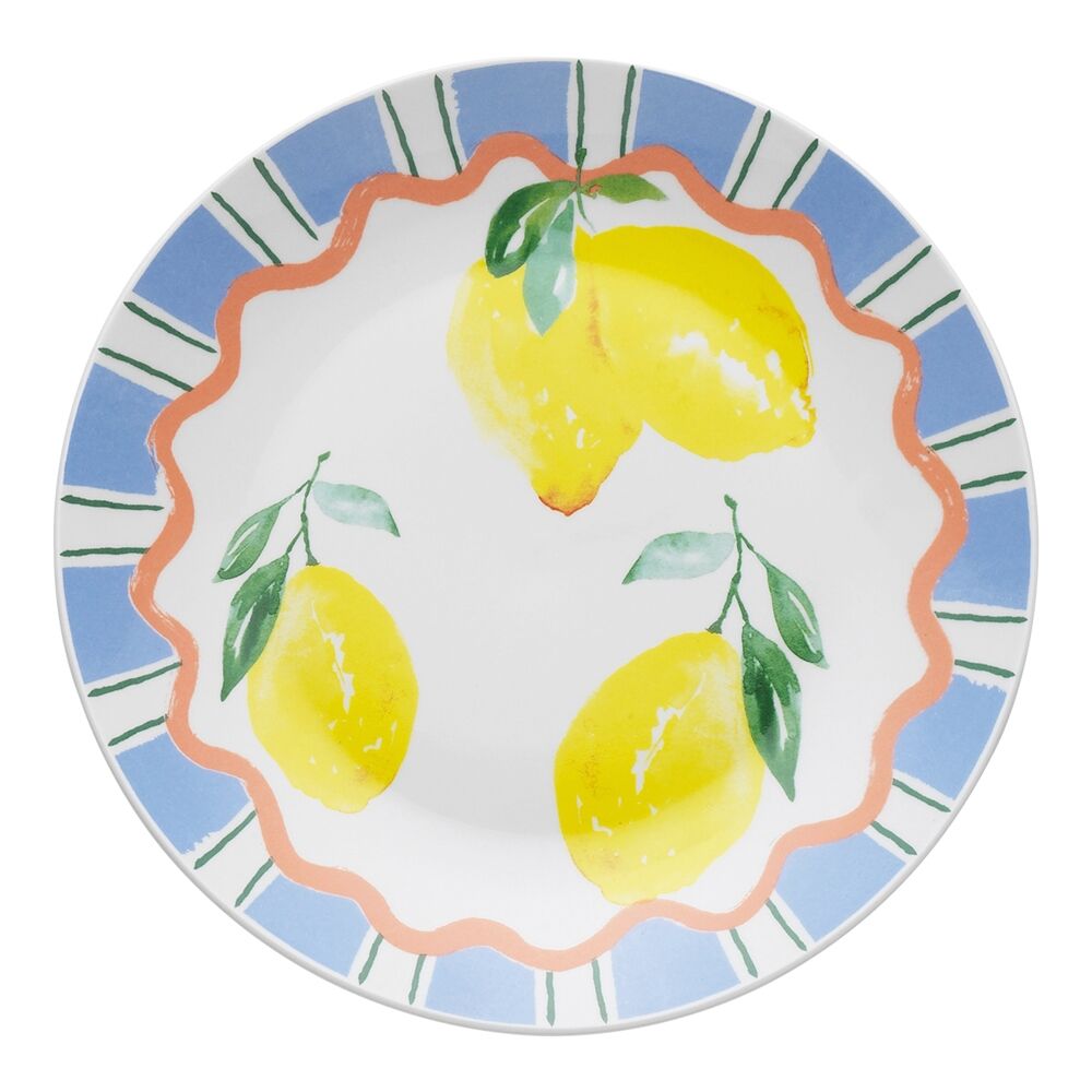 4pc Porto Porcelain Limone Round Kitchen Side Plates 20cm Assorted Designs