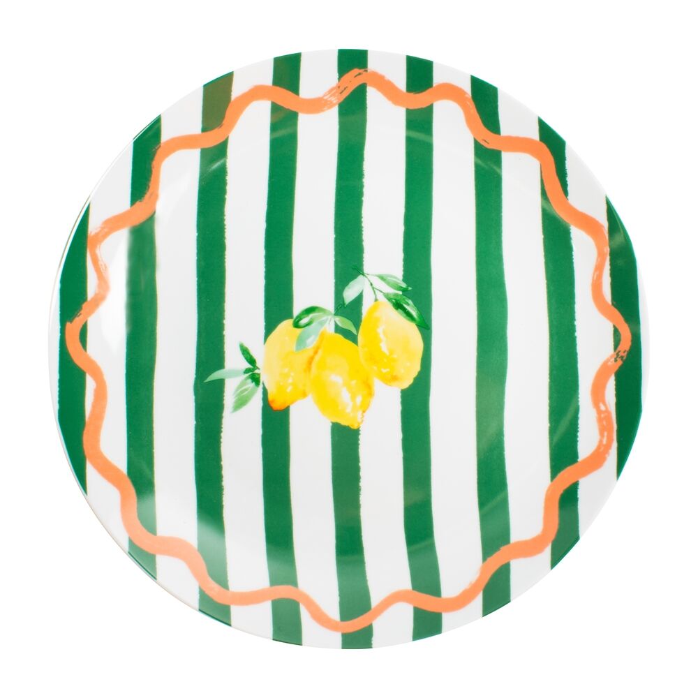 Porto Porcelain Limone Round Serving Platter 30cm Multi-Coloured Lemons