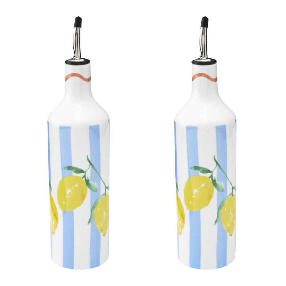 2PK Porto Limone Stoneware Kitchen Oil Storage Bottle 700ml Multi-Coloured