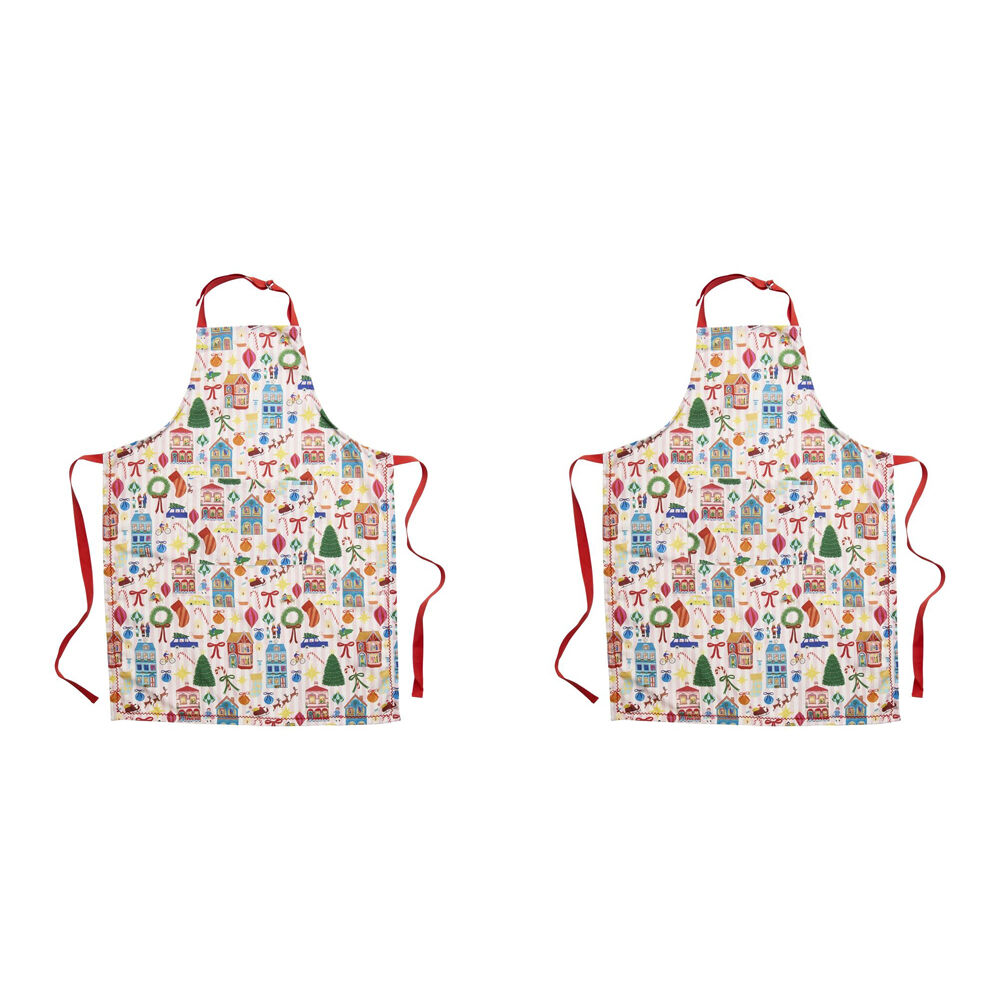 2PK Porto Night Before Christmas Kitchen Cooking Apron 70x95cm Multi-Coloured