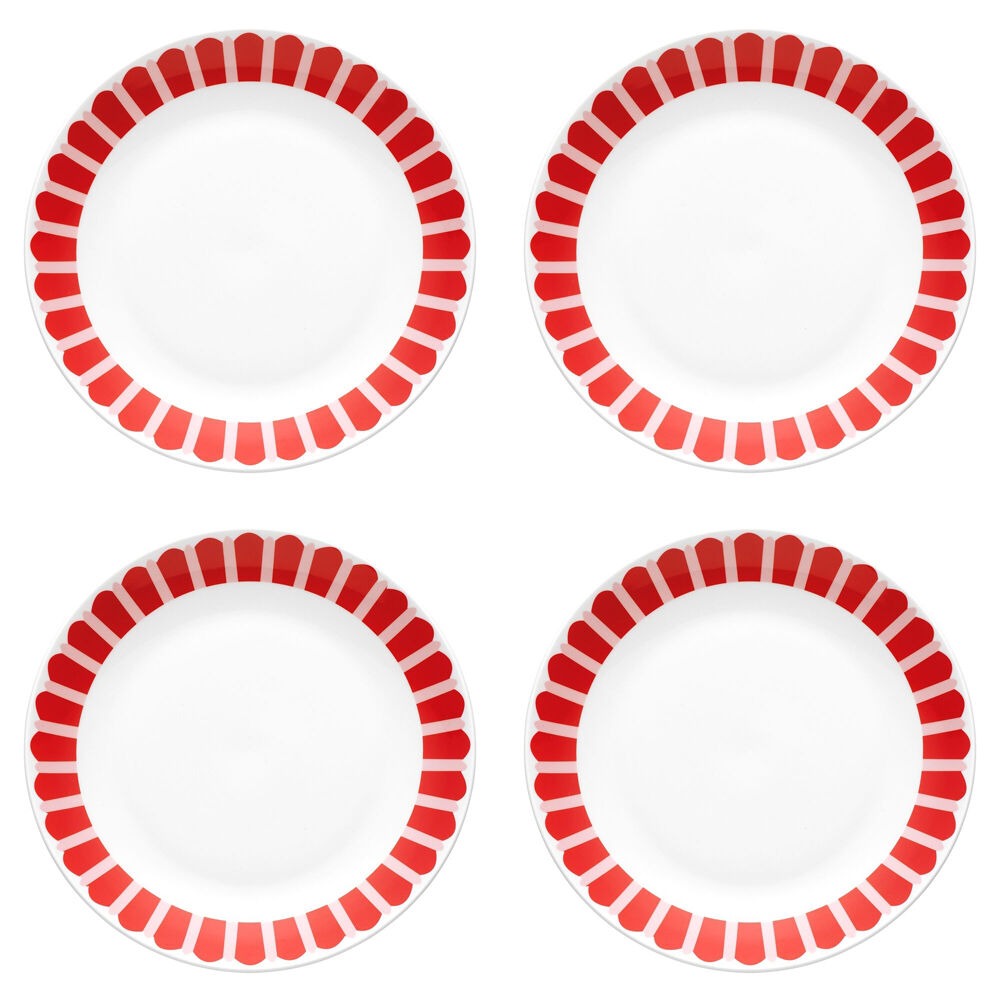 4PK Porto Porcelain Night Before Christmas Dinner Plate 27cm Red