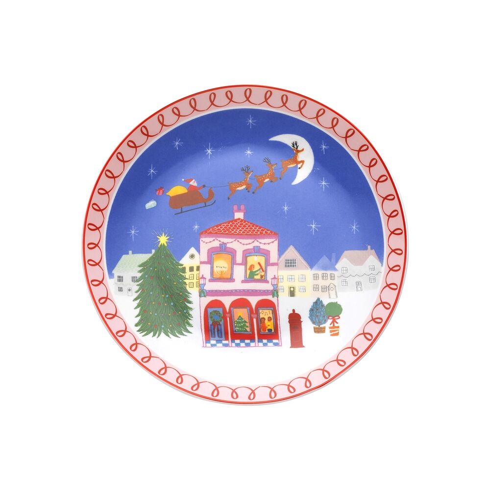 6PK Porto Porcelain Night Before Dinner Plate 20cm Santa Sleigh