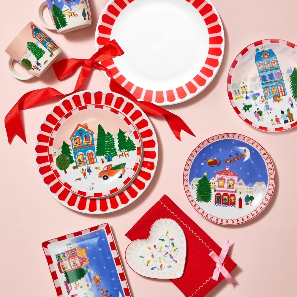 6PK Porto Porcelain Night Before Dinner Plate 20cm Santa Sleigh