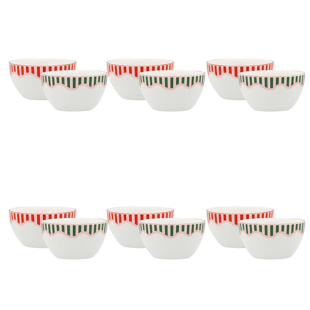6x 2pc Porto Porcelain Night Before Dip Bowls 11cm Multi-Coloured