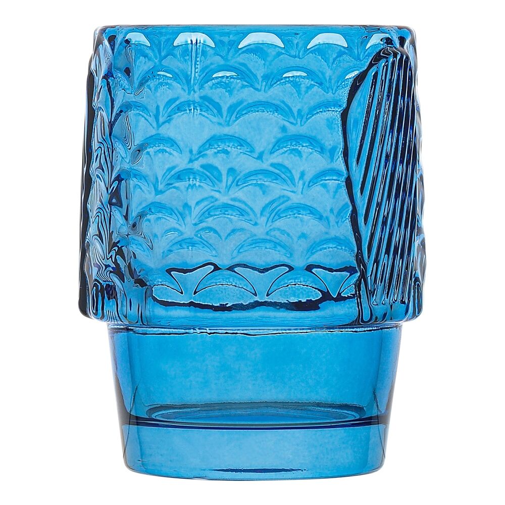 4pc Porto Mare Fish-Shaped Soda Lime Glass Tumblers Cups 210ml Blue