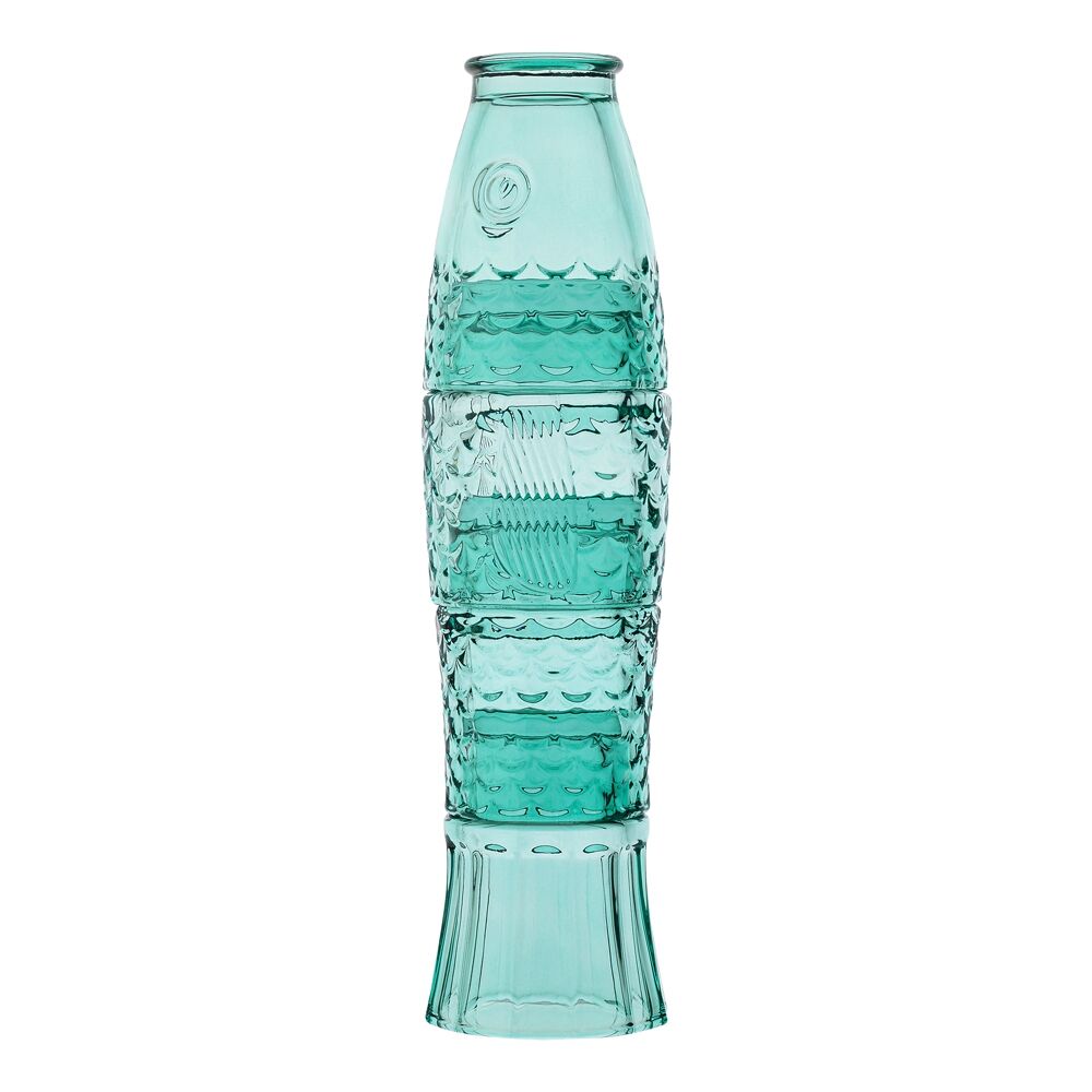 4pc Porto Mare Fish-Shaped Soda Lime Glass Tumblers Cups 210ml Green