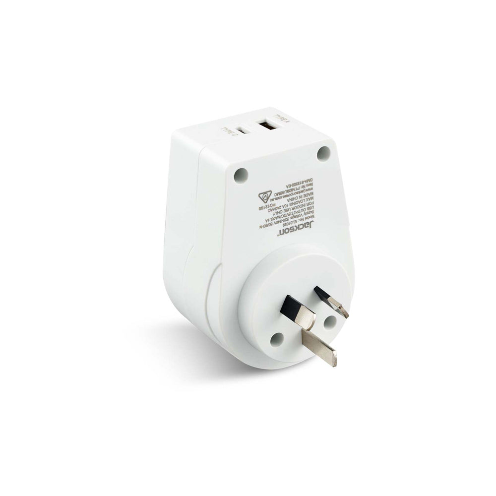 Jackson Inbound Travel Adapter Slim USA/EU to AUS/NZ - White