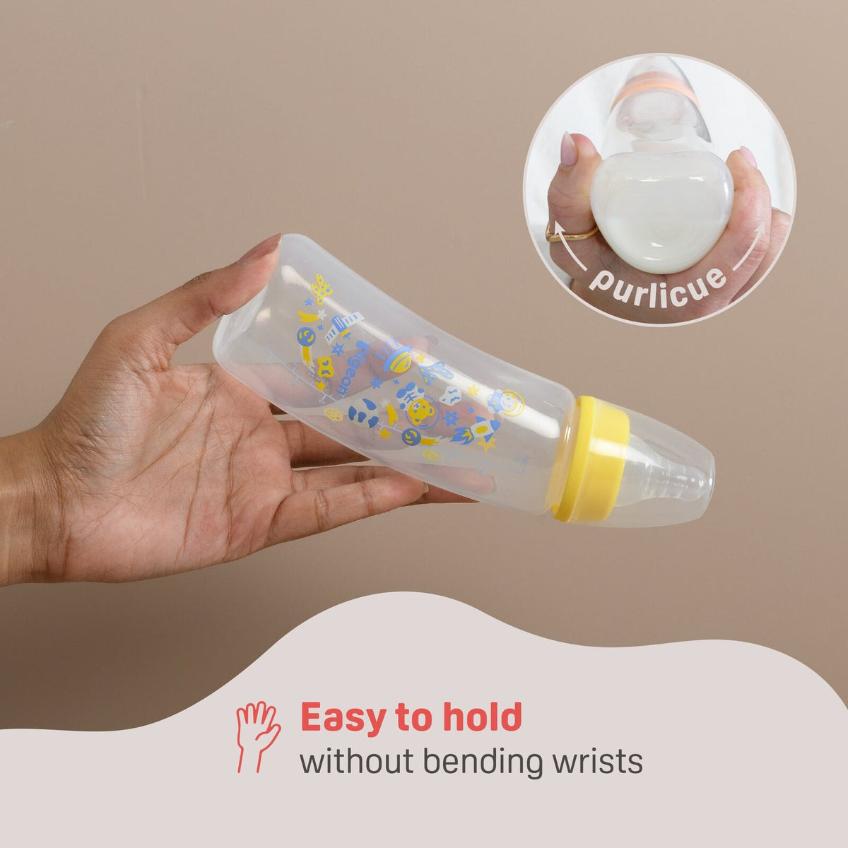 2PK Pigeon Flexible Curve Baby Bottle PP Space 250ml Anti-Colic Silicone 4m+