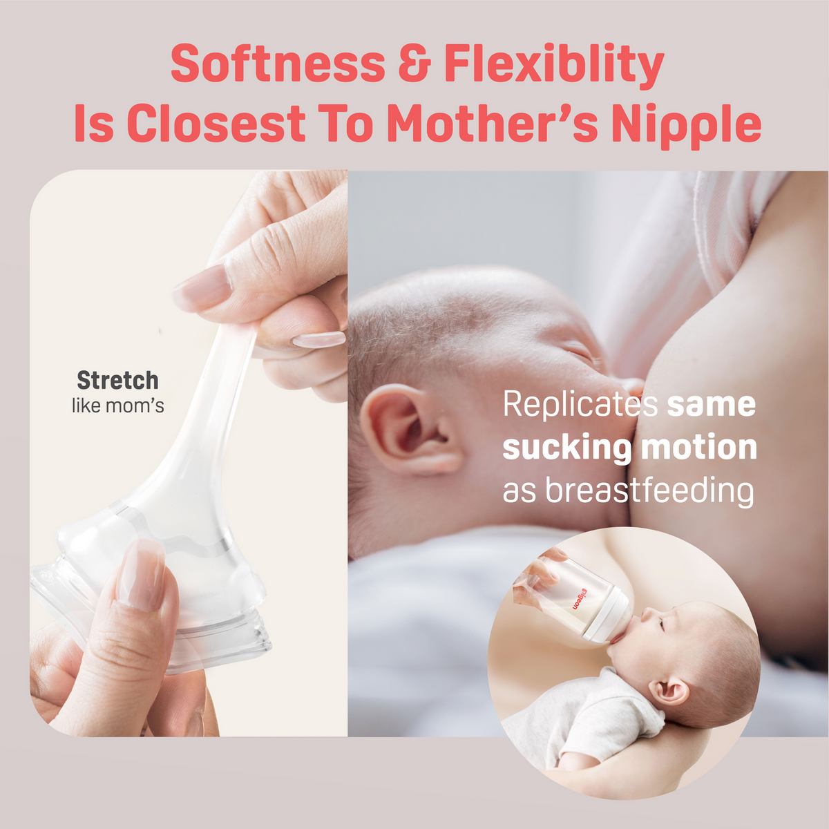 2x 2pc Pigeon Softouch BPP Baby Bottle Teat M Anti-Colic Peristaltic Plus 3m+