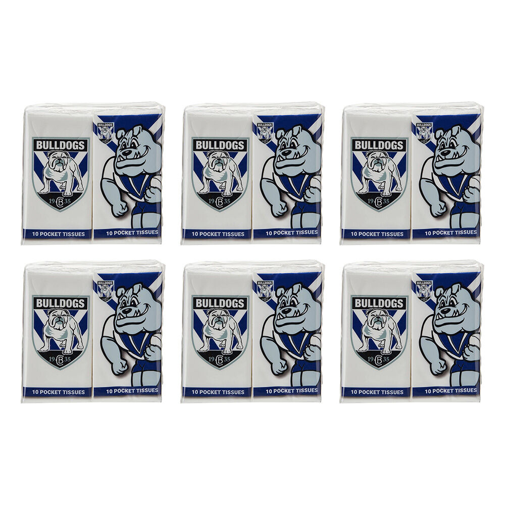 24pc NRL Soft & Absorbent Pocket Tissues - Bulldogs Mascot