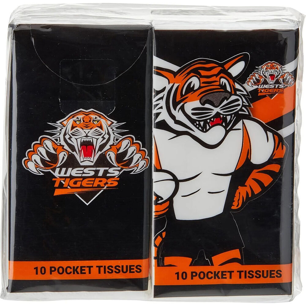 24pc NRL Soft & Absorbent Pocket Tissues - West Tigers Mascot