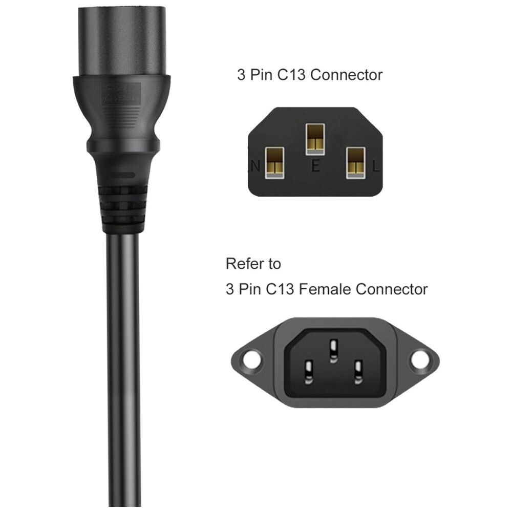 3PK Cruxtec 3 Pin AU Male To Female IEC-C13 Power Cable 2m